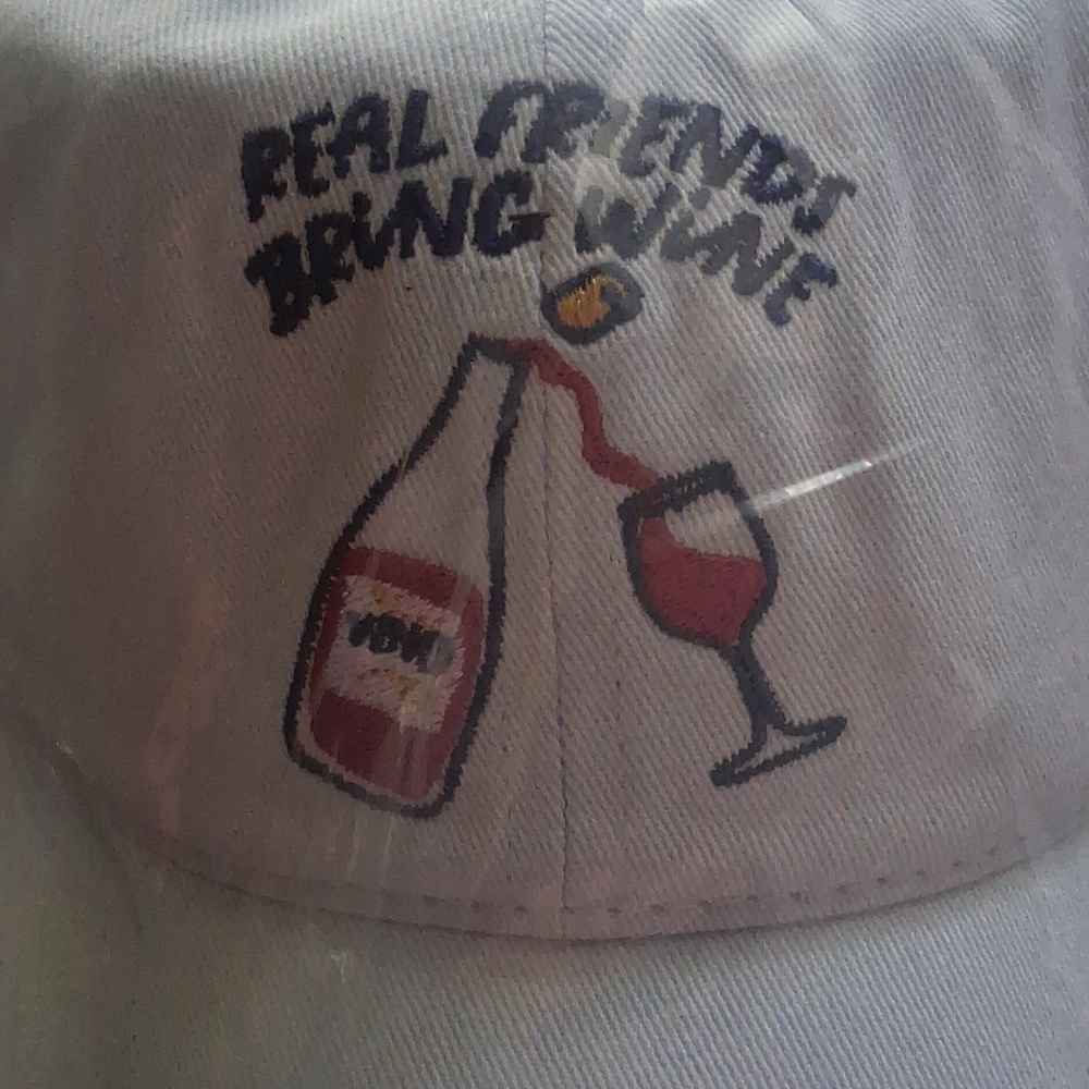 New With Tags Anthropologie Real Friends Bring Wine  Icons Baseball Cap
